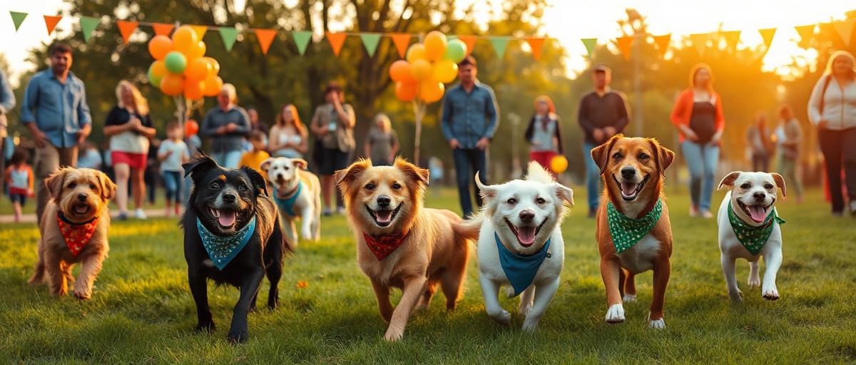 Perros felices en un evento solidario al aire libre